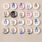 11mm Artistic Blue White Glazed Ceramic Four-Hole Buttons 20 Pack