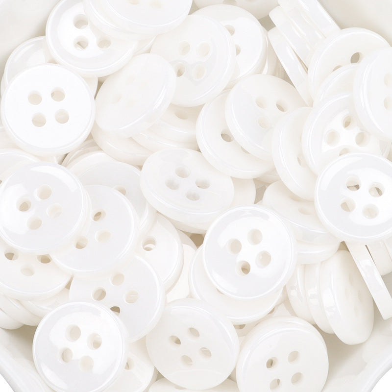 11.5mm White Ceramic Buttons for Men's and Women's Shirts 55 Pack