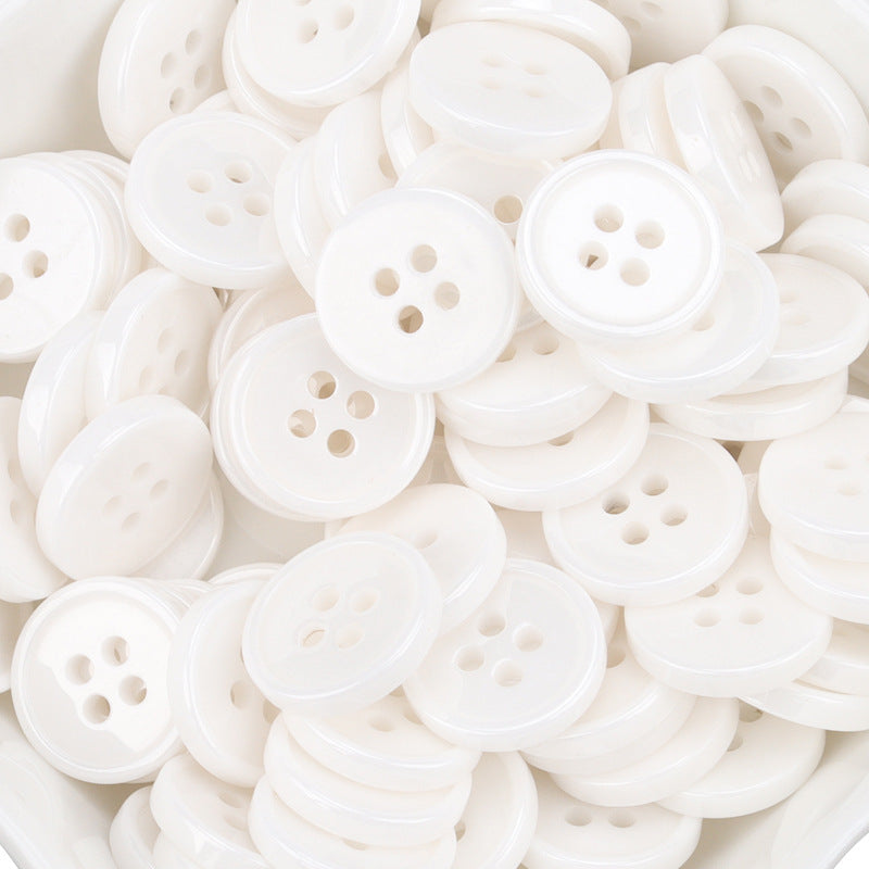 11.5mm White Ceramic Buttons for Men's and Women's Shirts 55 Pack