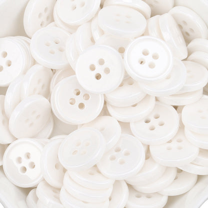 11.5mm White Ceramic Buttons for Men's and Women's Shirts 55 Pack