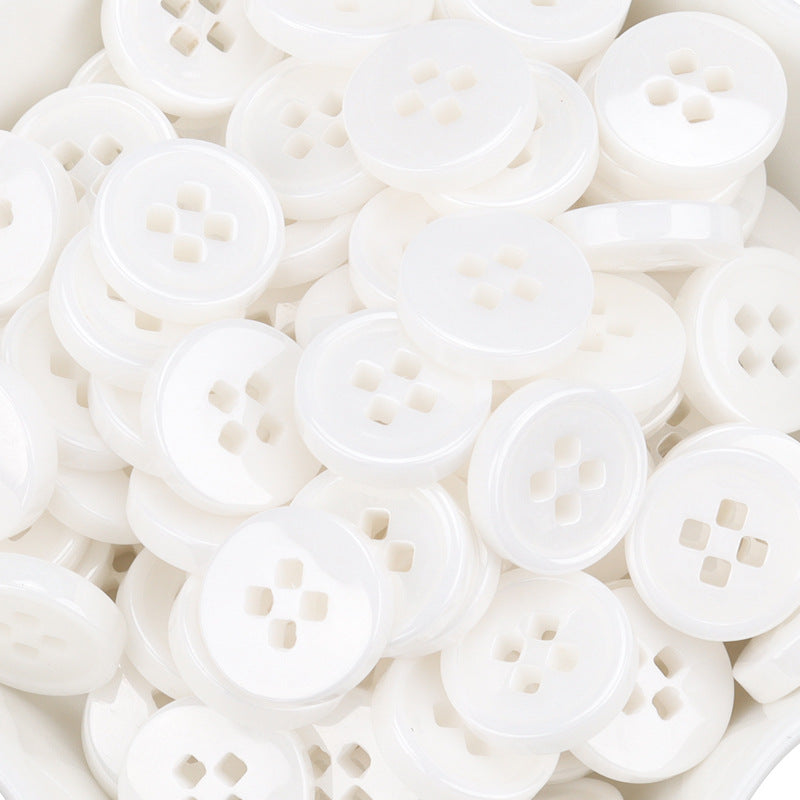 11.5mm White Ceramic Buttons for Men's and Women's Shirts 55 Pack