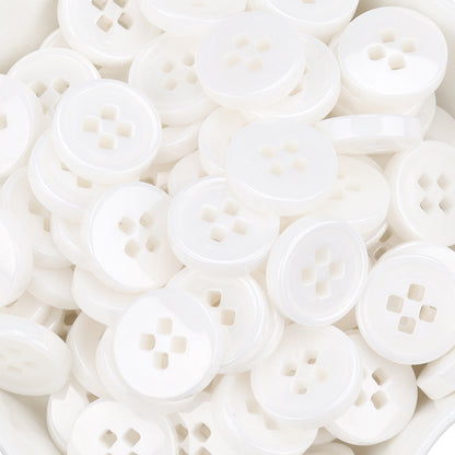 11.5mm White Ceramic Buttons for Men's and Women's Shirts 55 Pack