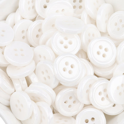 11.5mm White Ceramic Buttons for Men's and Women's Shirts 55 Pack