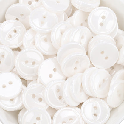 11.5mm White Ceramic Buttons for Men's and Women's Shirts 55 Pack