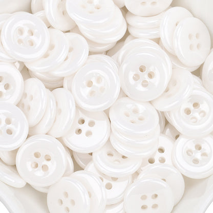 11.5mm White Ceramic Buttons for Men's and Women's Shirts 55 Pack