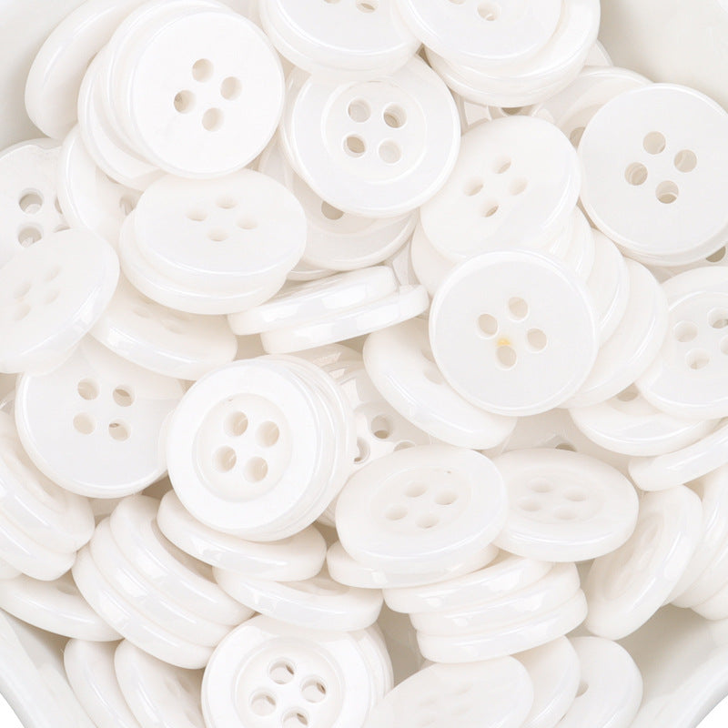 11.5mm White Ceramic Buttons for Men's and Women's Shirts 55 Pack