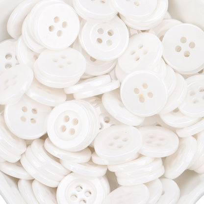 11.5mm White Ceramic Buttons for Men's and Women's Shirts 55 Pack