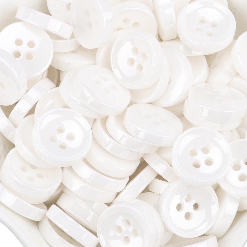 11.5mm White Ceramic Buttons for Men's and Women's Shirts 55 Pack