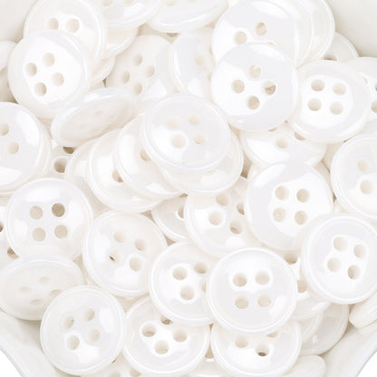 11.5mm White Ceramic Buttons for Men's and Women's Shirts 55 Pack