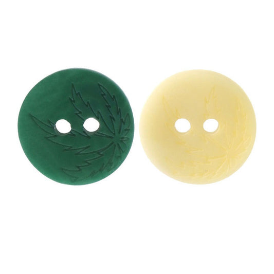 2 Boutons en Corozo Jaune Avocat Vert à 2 Trous avec Motif de Feuille Gravé au Laser 20pcs