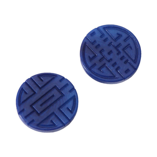 Boutons ronds en corozo tagua blanc, bleu et noir de 15 mm avec motif de caractère chinois, 20 pièces