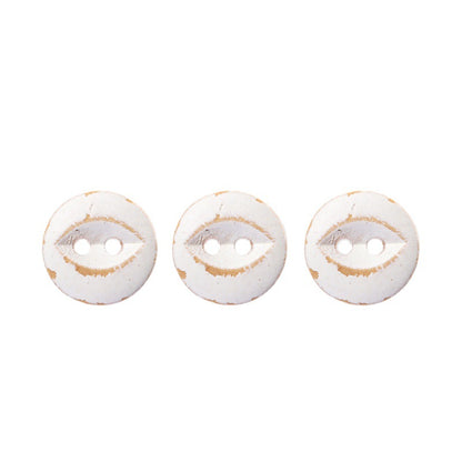 11.5mm Round 2-Hole White-Painted Fish-Eye Buttons for Children's Handmade Crafts 40PCS