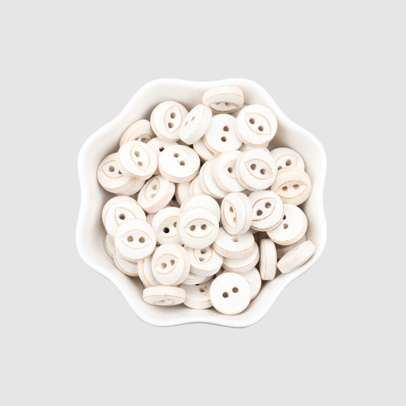 11.5mm Round 2-Hole White-Painted Fish-Eye Buttons for Children's Handmade Crafts 40PCS