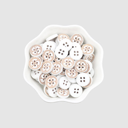 11.5mm Round 4 Hole Black White Painted Wood Buttons for Children's Sweaters Cardigans 40pcs