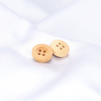 11.5mm Round 4 Hole Natural Poplar Wood Buttons for Children's Handmade Crafts 100PCS