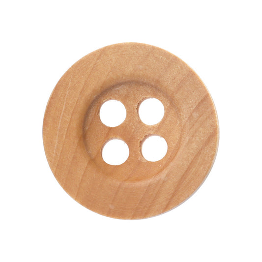 Boutons ronds en bois de peuplier naturel à 4 trous de 11,5 mm pour les travaux manuels des enfants 100PCS