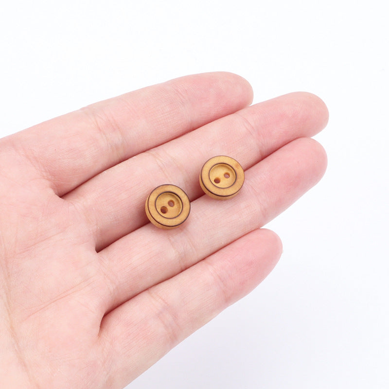 11.5mm Round 2-Hole Poplar Wood Buttons for Children's Sweater Cardigans 60pcs