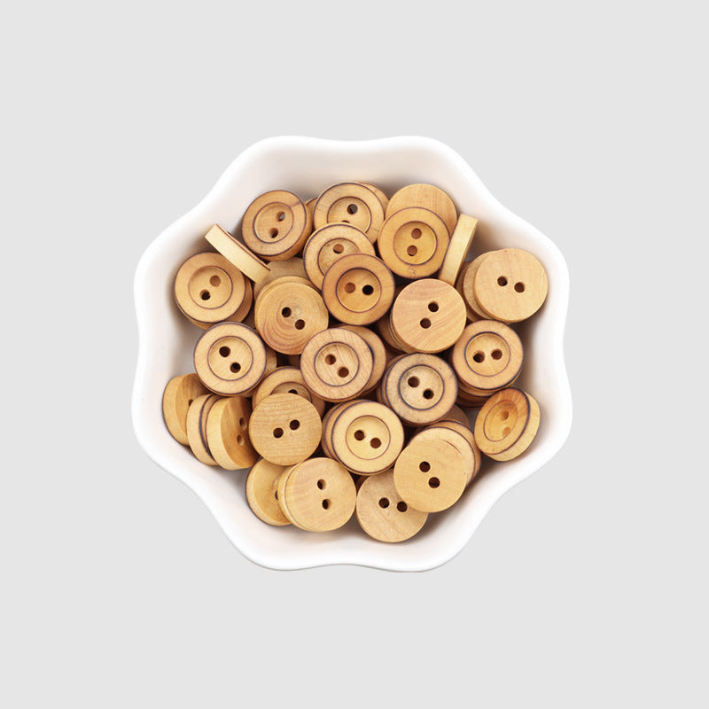 11.5mm Round 2-Hole Poplar Wood Buttons for Children's Sweater Cardigans 60pcs