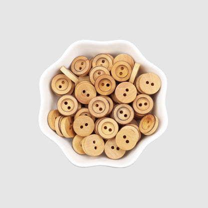 11.5mm Round 2-Hole Poplar Wood Buttons for Children's Sweater Cardigans 60pcs