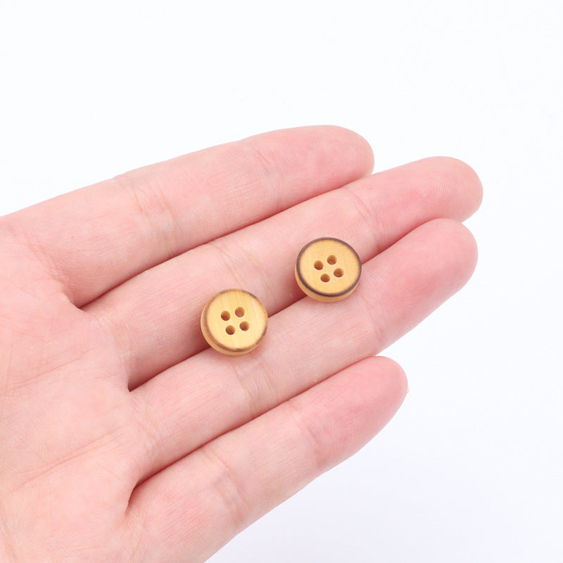 11.5mm Round 4-Hole Poplar Wood Buttons for Children's Sweater Cardigans 60pcs