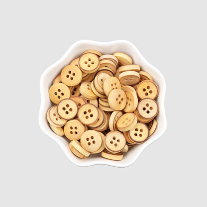 11.5mm Round 4-Hole Poplar Wood Buttons for Children's Sweater Cardigans 60pcs