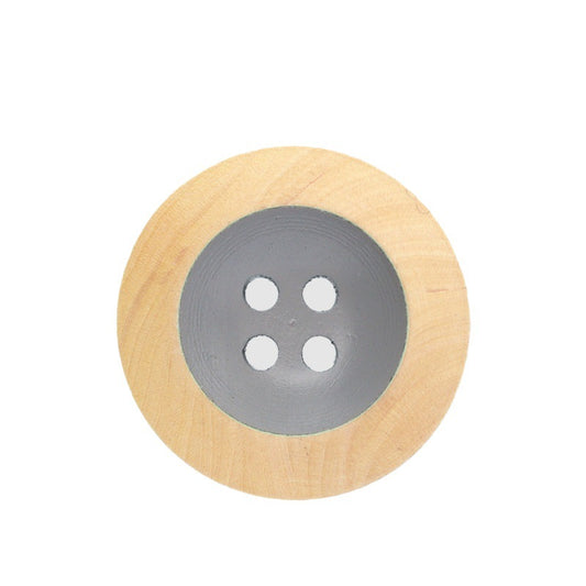 Botones de madera de álamo pintados en gris con 4 agujeros redondos de 11.5-25mm para coser con láser