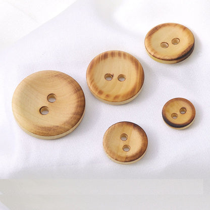 11.5-25mm Fire-burned Boxwood Round 2-Hole Buttons for Children's Clothing