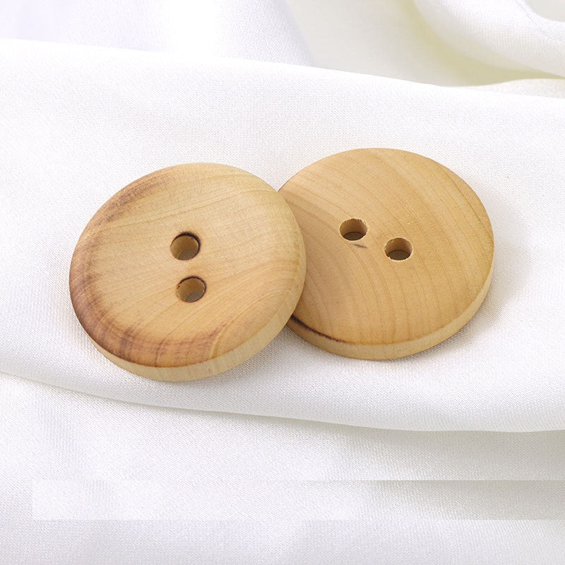 11.5-25mm Fire-burned Boxwood Round 2-Hole Buttons for Children's Clothing