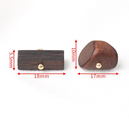 Vintage Dark Brown Long Strip Irregular Trapezoidal Wood Buttons for Children's Jackets 20pcs