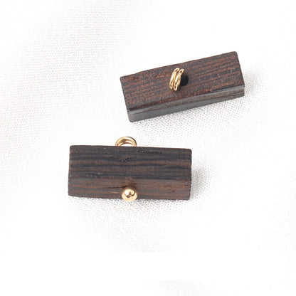 Vintage Dark Brown Long Strip Irregular Trapezoidal Wood Buttons for Children's Jackets 20pcs