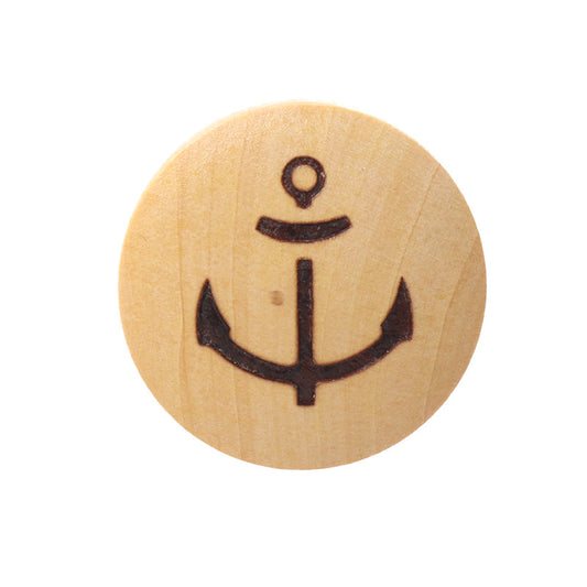 15mm Wood Shank Buttons with Laser Engraved Anchor for Children's Outerwear 20pcs