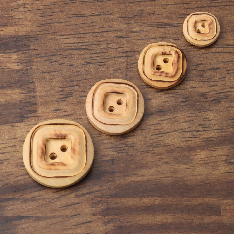 15-28mm Round-Exterior and Square-Interior 2-Hole Wood Buttons 20pcs