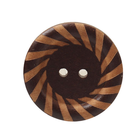 Round 2-Hole Brown Painted Laser Carved Wood Buttons for Children's Clothing