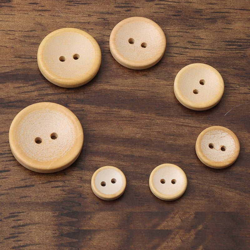 Two-Hole Bowl-Shaped Wood Buttons for Children's Outerwear Shirts Cardigans