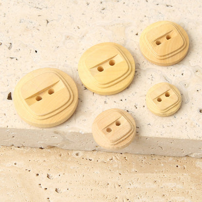 12-22mm Round 2 Hole Natural Poplar Wood Buttons for Children's Sweaters Cardigans