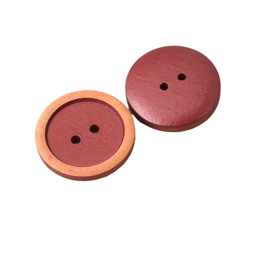 11-25mm Round 2 Hole Distressed Natural Wood Buttons with White Green Red Paint