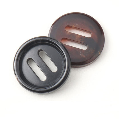 17.5-28mm Black Coffee-Colored Natural Water Buffalo Horn Double-Groove Buttons 10pcs