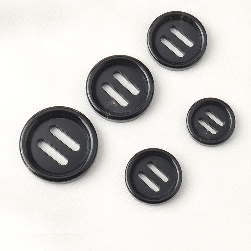 17.5-28mm Black Coffee-Colored Natural Water Buffalo Horn Double-Groove Buttons 10pcs