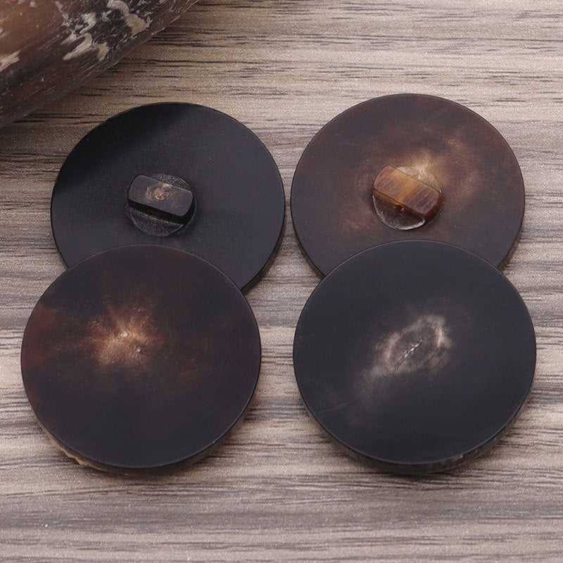 18-30mm Round Flat Black and Coffee Colored Genuine Horn Buttons with Shanks