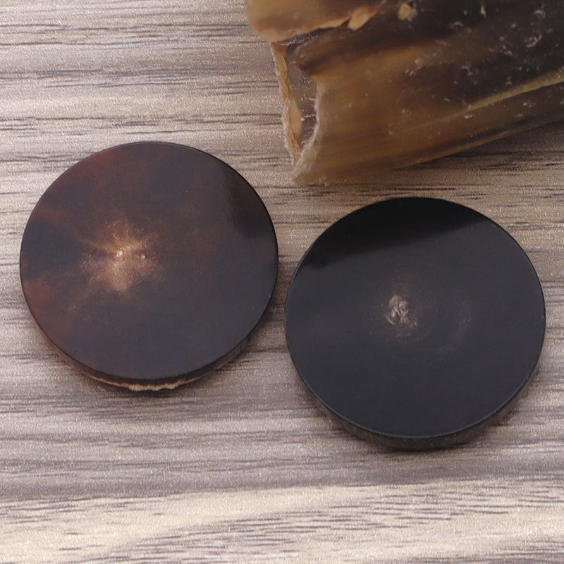 18-30mm Round Flat Black and Coffee Colored Genuine Horn Buttons with Shanks