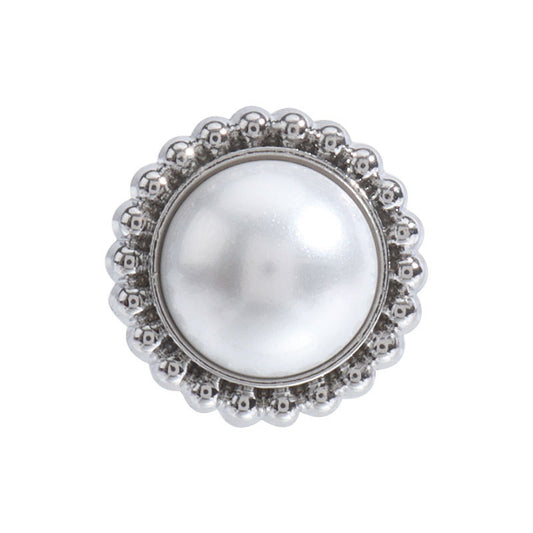 Bouton en métal argenté rond de 12 mm avec perle pour chemises et cardigans