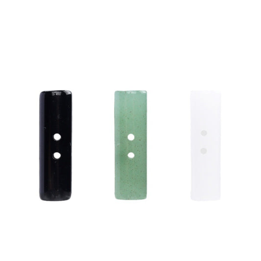 25mm Light Green White Black Natural Jade Cylindrical Two Hole Buttons 4pcs