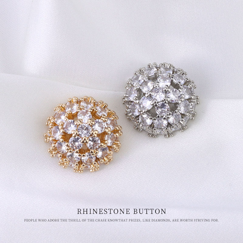 19mm Luxury Full Diamond Zircon Crystal Button for Women's Coats 2pcs