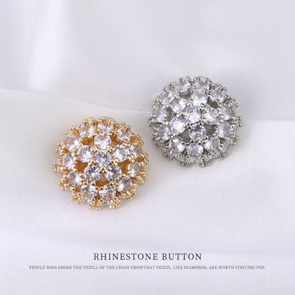 19mm Luxury Full Diamond Zircon Crystal Button for Women's Coats 2pcs