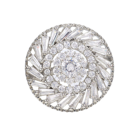 19mm Rhinestone Zircon Crystal Ronde Metaal Knop voor Damesrokken 2st