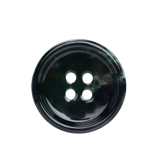 Glossy Black Round Natural Jade Four Hole Buttons for Suit Jackets Trousers 4pcs