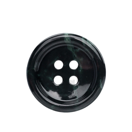 18/25mm Round Dark Green Natural Xiuyan Jade Four Hole Buttons 2pcs