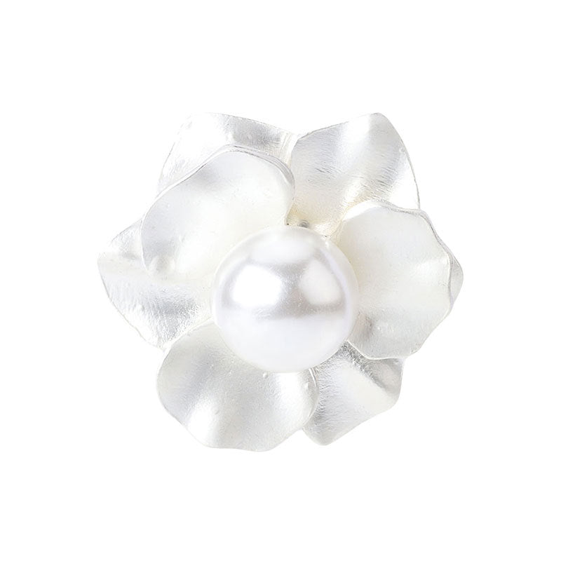 White Pearl Flower Button with Handle for Women's Coats 5pcs