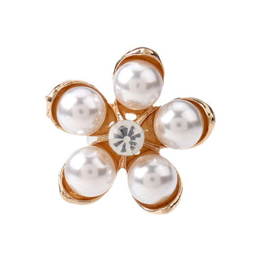 25mm Golden Metal Pearl Floral Button for Women's Coats Skirts 6pcs