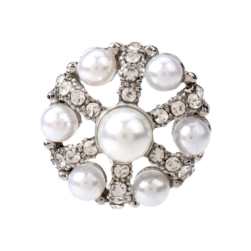 22mm Beret Pearl Rhinestone Decorative Button for Women's Sweater 6pcs 